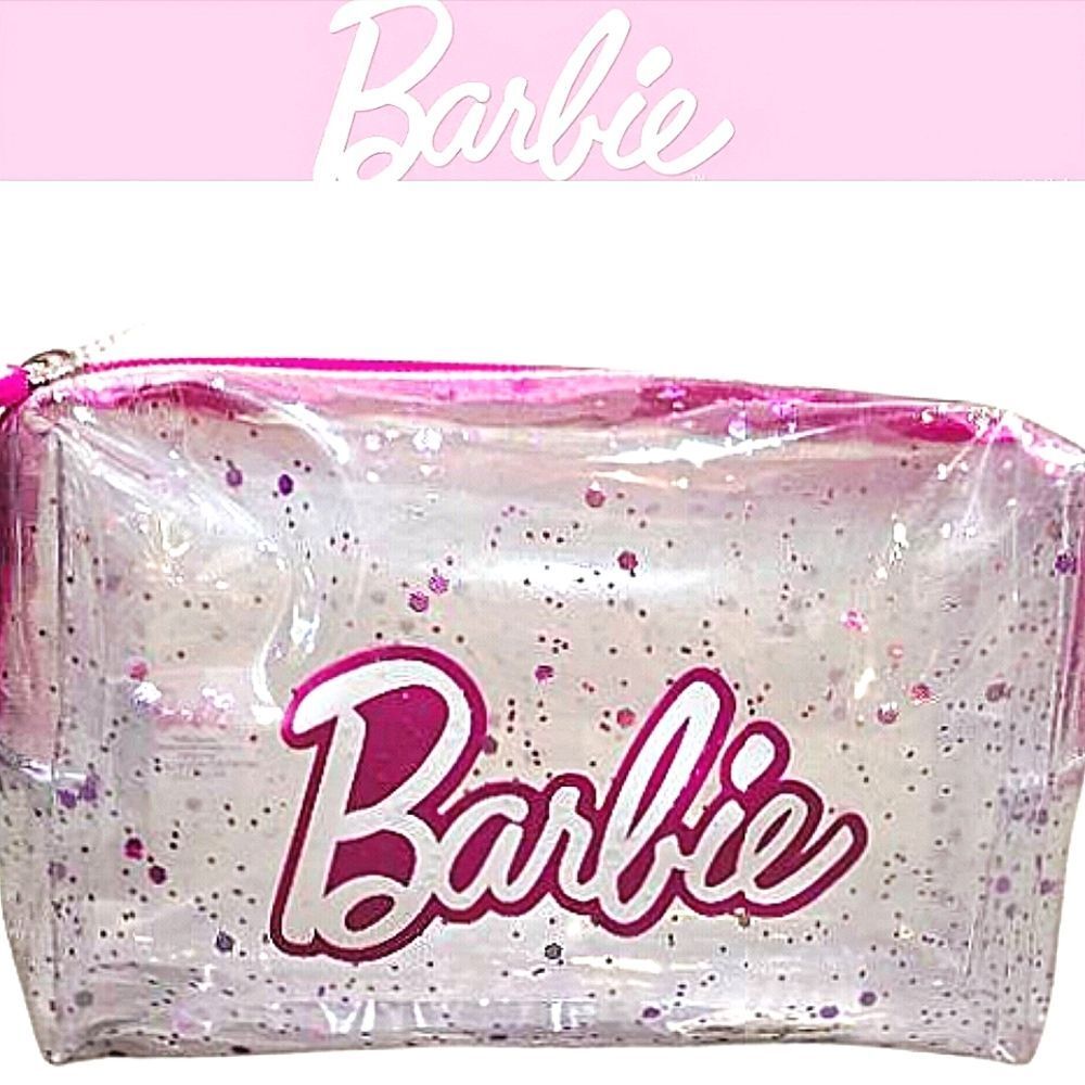 Barbie Transparent Pink Glitter Infused Cosmetic‎ Bag